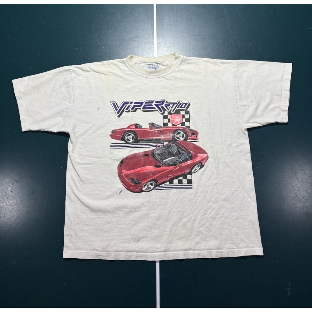 Vintage 90s Dodge Viper RT/10 Car Promo T Shirt Men's XL White Red Cotton USA